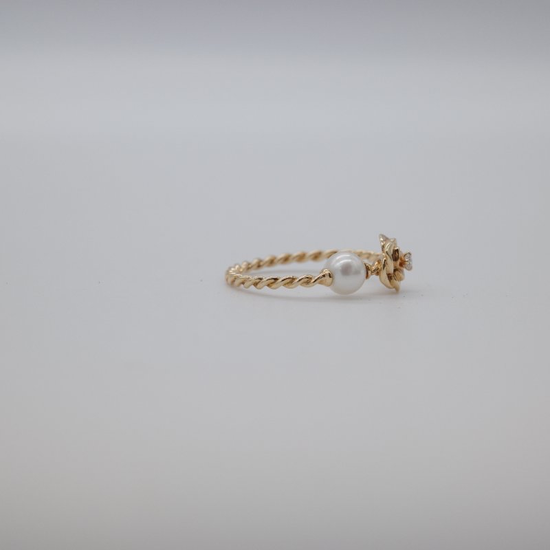 Piaget 伯爵 Rose 黃金色 黃金鑲鑽石 珍珠 戒指-7