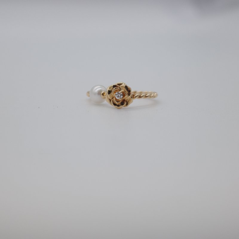 Piaget 伯爵 Rose 黃金色 黃金鑲鑽石 珍珠 戒指-8