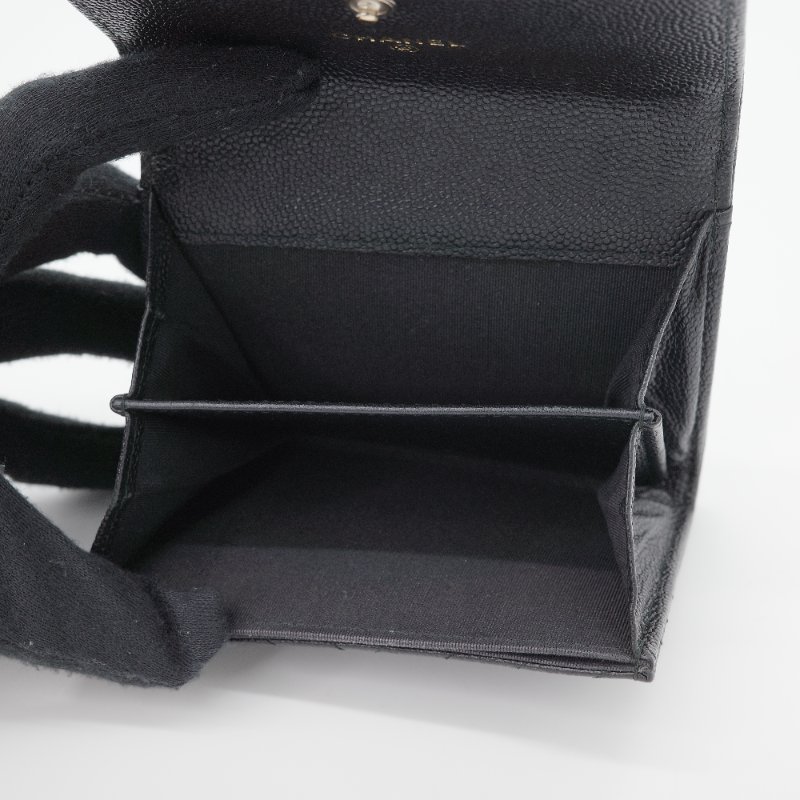 Chanel 香奈兒 Boy 黑色 荔枝紋小牛皮 三折短夾 卡包-4