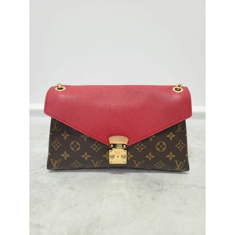 【包稅】LOUIS VUITTON 紅色Monogram帆布Palais鏈條單肩包-1