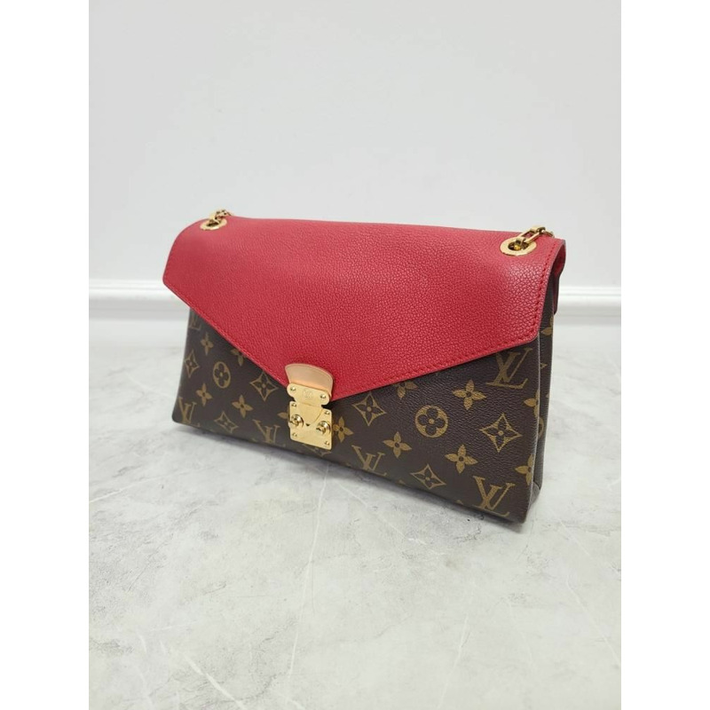 【包稅】LOUIS VUITTON 紅色Monogram帆布Palais鏈條單肩包-2
