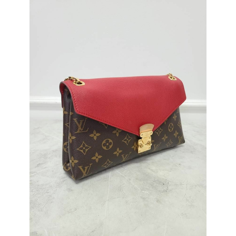 【包稅】LOUIS VUITTON 紅色Monogram帆布Palais鏈條單肩包-3