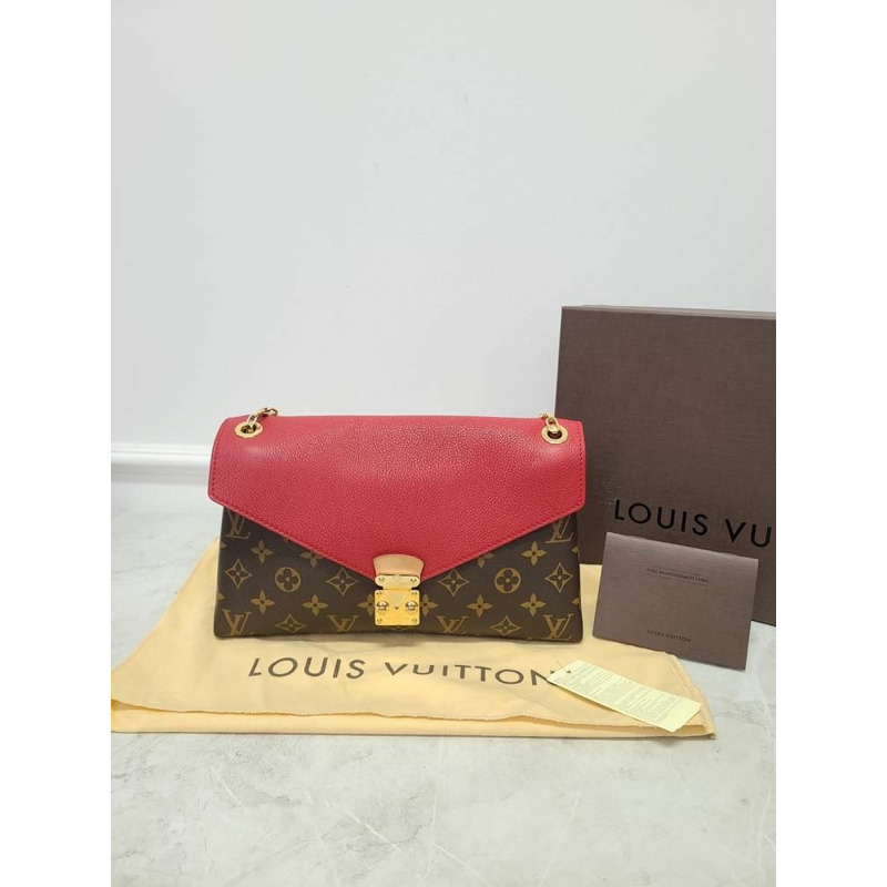 【包稅】LOUIS VUITTON 紅色Monogram帆布Palais鏈條單肩包-7