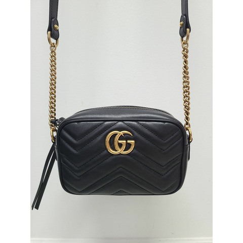 【包稅】GUCCI 黑色 GG Marmont 馬特拉塞凸紋單肩包