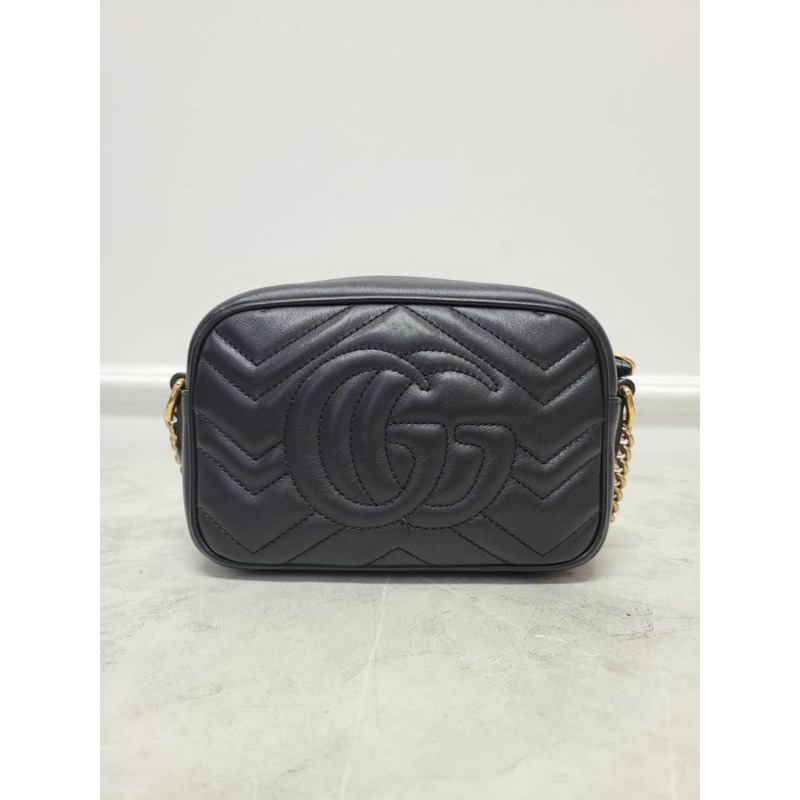 【包稅】GUCCI 黑色 GG Marmont 馬特拉塞凸紋單肩包-5