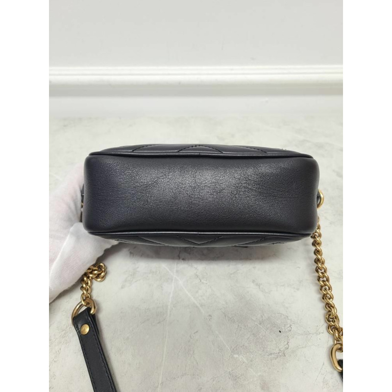 【包稅】GUCCI 黑色 GG Marmont 馬特拉塞凸紋單肩包-6