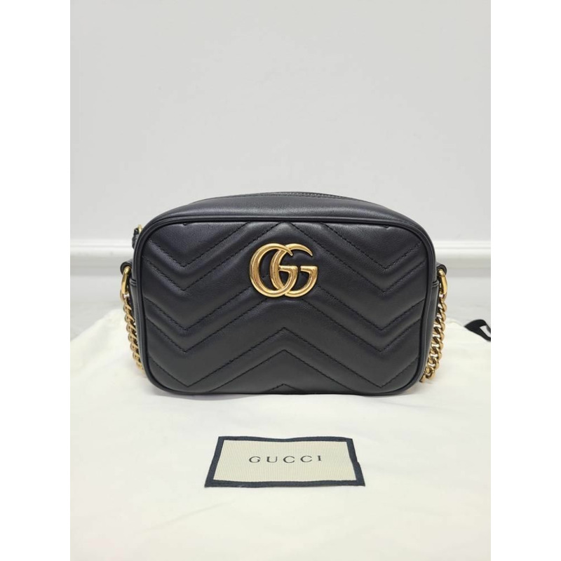 【包稅】GUCCI 黑色 GG Marmont 馬特拉塞凸紋單肩包-7