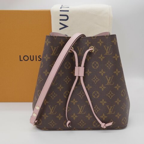 Louis Vuitton 路易威登 NéoNoé MM 老花 芭蕾粉色 帆布 牛皮 單肩包 水桶包