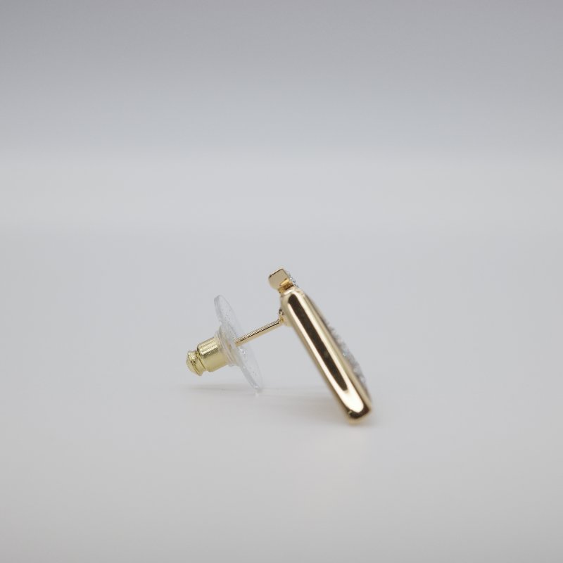 Chanel 香奈兒 金色鍍金 雙 C 水鑽 三角形 針式耳環-4