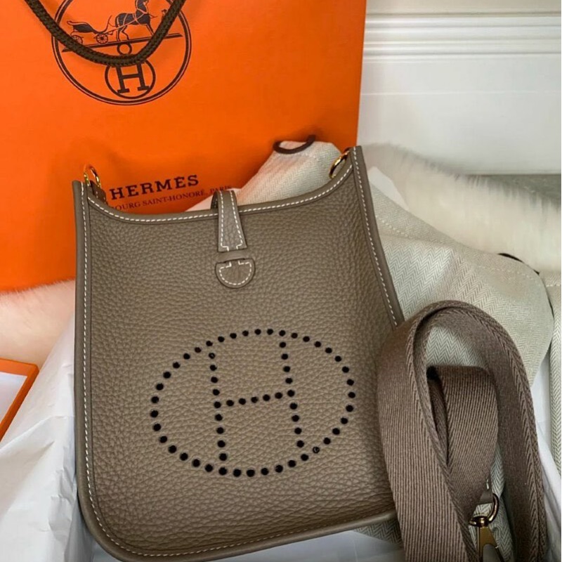 hermes mini evelyne 大象灰銀扣-0