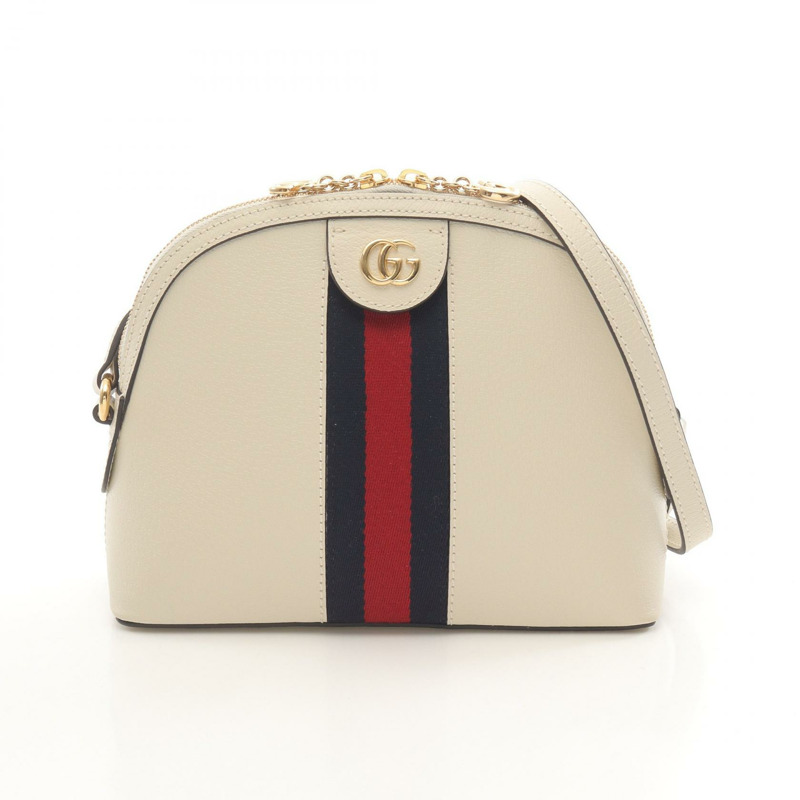 GUCCI Ophidia 鏈條單肩斜背包 499621 皮革 白色 海軍藍 紅色 二手 GG-0