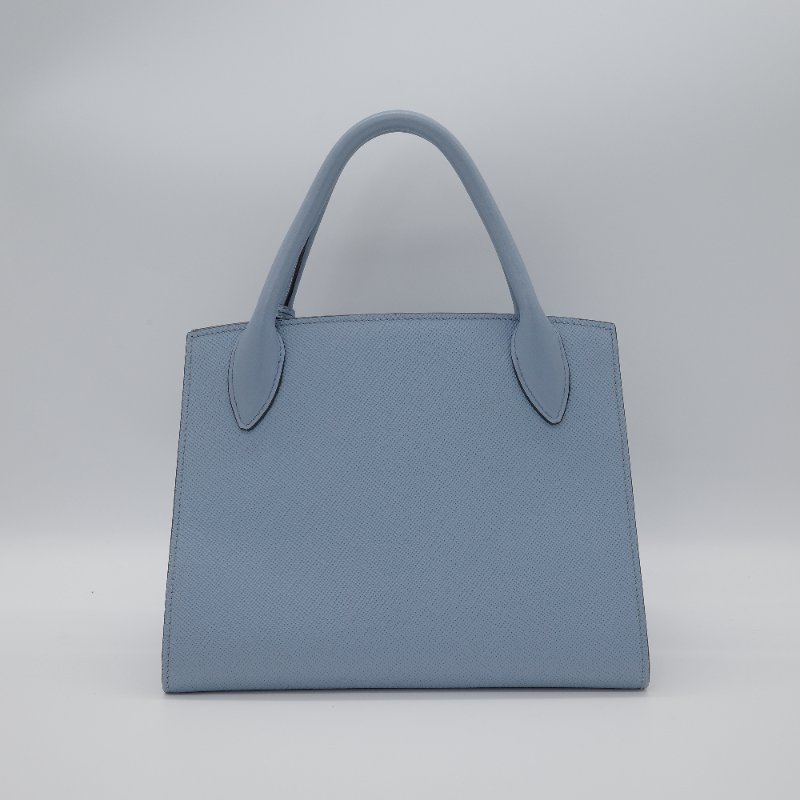 Prada普拉達 Saffiano 淺藍色 牛皮 小號 手提包 肩背包 托特包-4