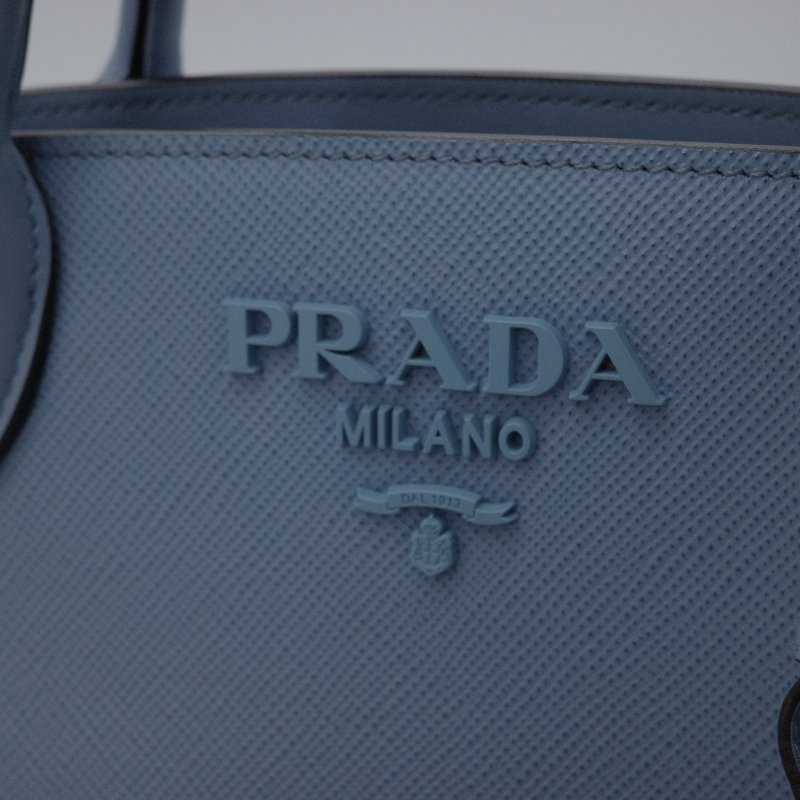 Prada普拉達 Saffiano 淺藍色 牛皮 小號 手提包 肩背包 托特包-7