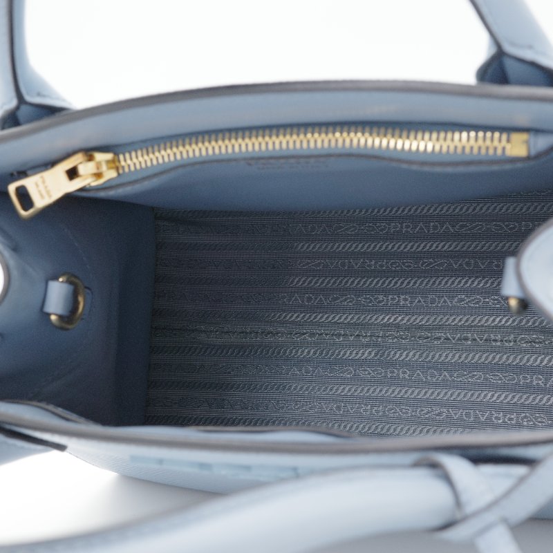 Prada普拉達 Saffiano 淺藍色 牛皮 小號 手提包 肩背包 托特包-10