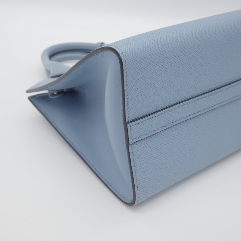 Prada普拉達 Saffiano 淺藍色 牛皮 小號 手提包 肩背包 托特包-11