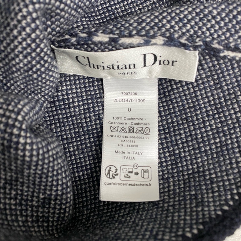Dior oblique毛球毛帽海軍藍喀什米爾羊絨-12