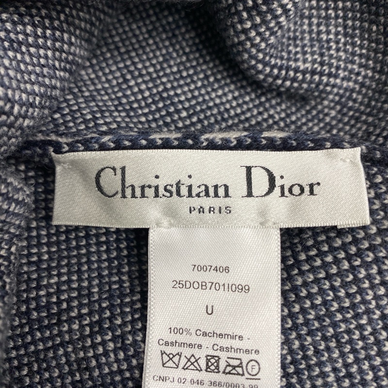 Dior oblique毛球毛帽海軍藍喀什米爾羊絨-13