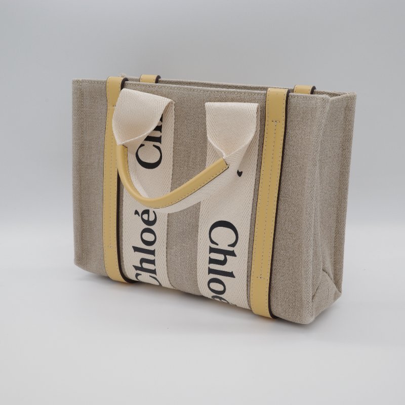 【超級新♥️】Chloé 蔻伊 Woody Tote 亞麻色 蜂蜜金 帆布 小牛皮 手提托特包 肩背包-2