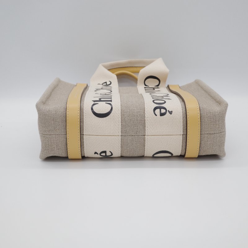 【超級新♥️】Chloé 蔻伊 Woody Tote 亞麻色 蜂蜜金 帆布 小牛皮 手提托特包 肩背包-3