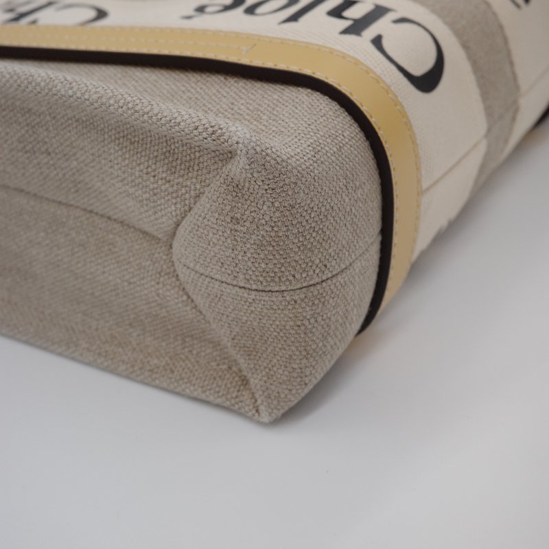 【超級新♥️】Chloé 蔻伊 Woody Tote 亞麻色 蜂蜜金 帆布 小牛皮 手提托特包 肩背包-5