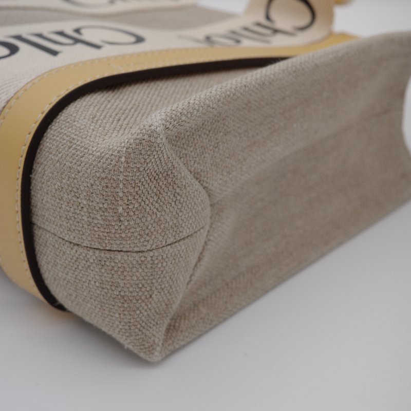 【超級新♥️】Chloé 蔻伊 Woody Tote 亞麻色 蜂蜜金 帆布 小牛皮 手提托特包 肩背包-6