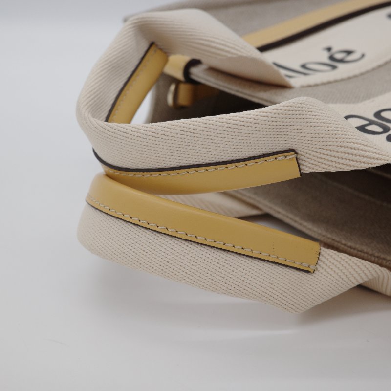 【超級新♥️】Chloé 蔻伊 Woody Tote 亞麻色 蜂蜜金 帆布 小牛皮 手提托特包 肩背包-8