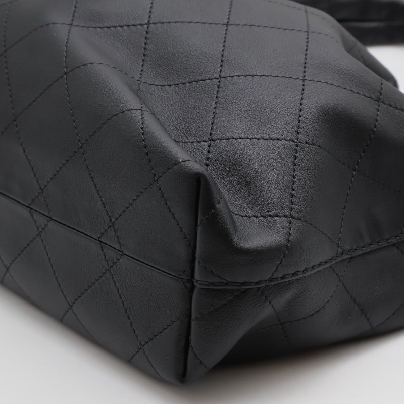 CHANEL 26C牛皮單肩嬉皮Hobo - 中號黑金-7