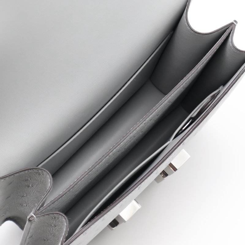 HERMES Mini constance 19 - 鴕鳥皮冰川藍銀 W-2