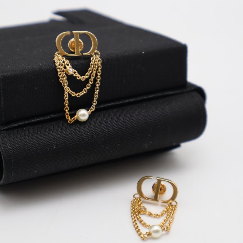 DIOR CD垂墜鍊耳環-0