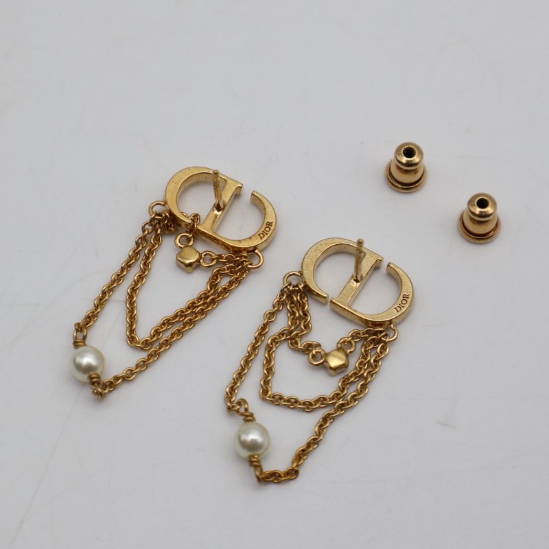 DIOR CD垂墜鍊耳環-2