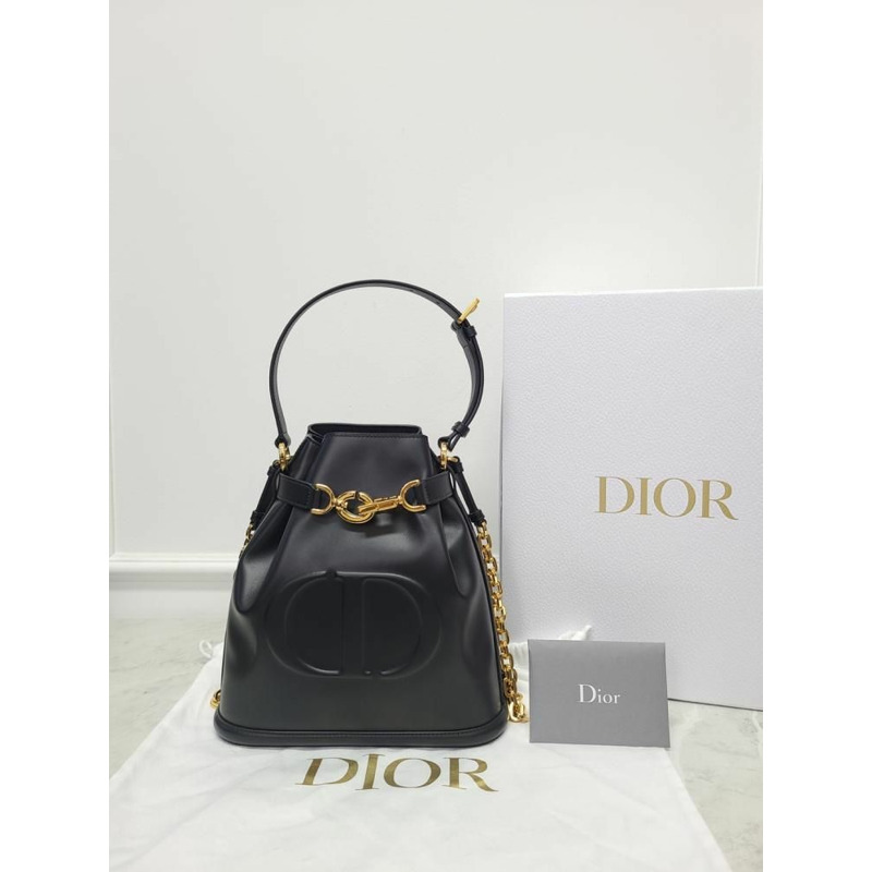 【包稅】DIOR 黑色CD壓花皮革中型水桶包-7