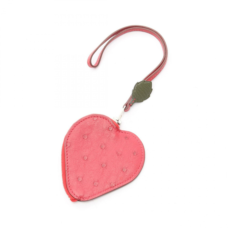 愛馬仕 Tutti Frutti 零錢包，鴕鳥皮材質，紅色，二手，女士款-0