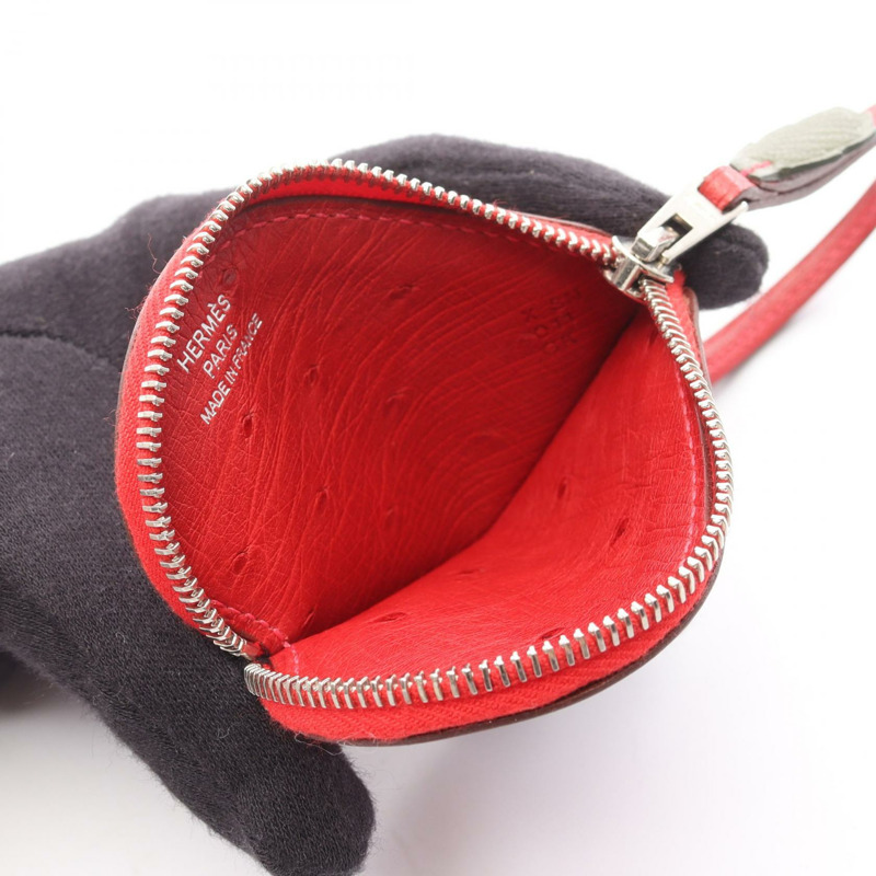 愛馬仕 Tutti Frutti 零錢包，鴕鳥皮材質，紅色，二手，女士款-2