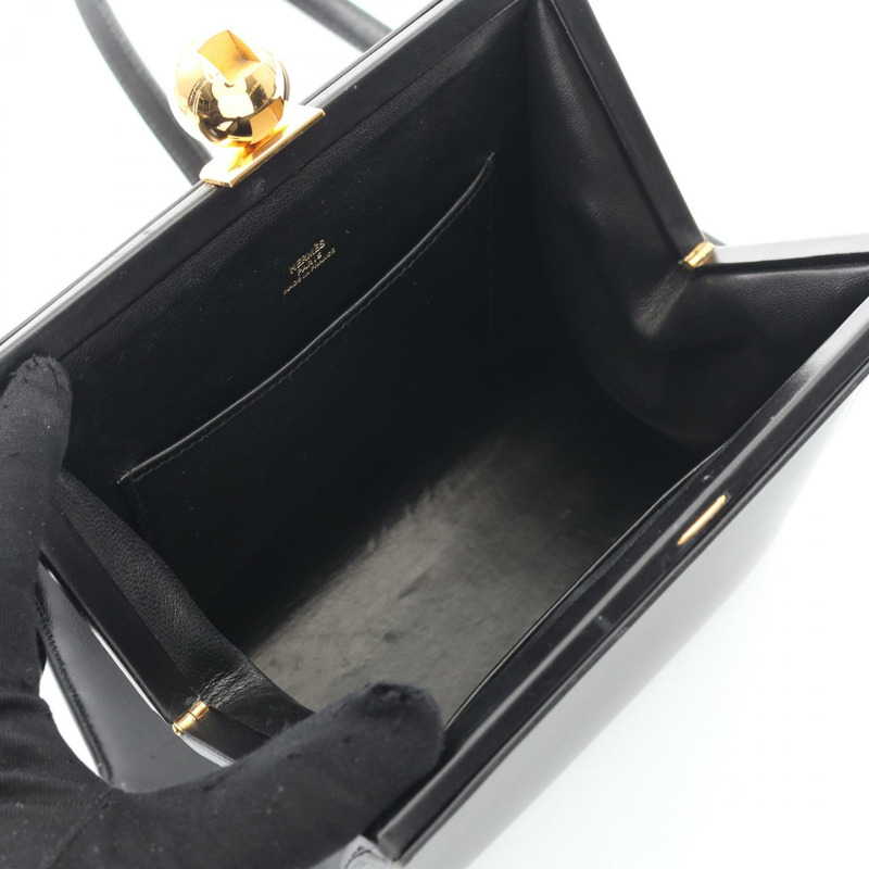 愛馬仕黑色小牛皮單肩包，二手女款，金色五金配件-2