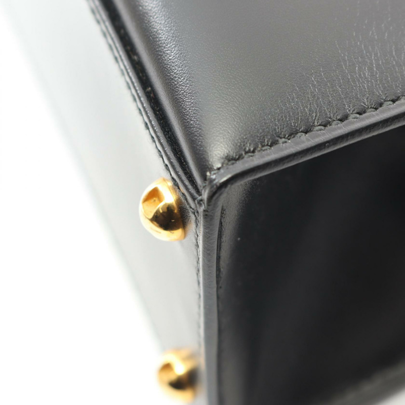 愛馬仕黑色小牛皮單肩包，二手女款，金色五金配件-5