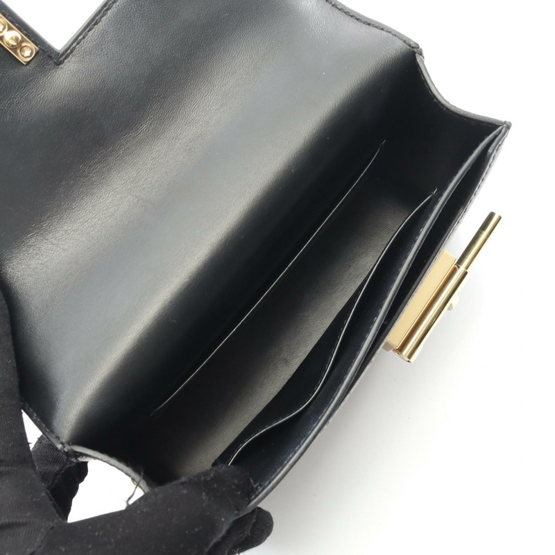 愛馬仕 Verrou 迷你鏈條肩包，D 山羊皮黑色，二手，金色五金-2