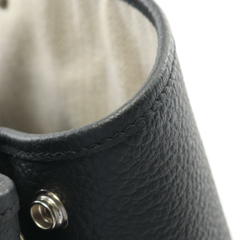 愛馬仕 Garden Party PM 手提包 X Country 皮革黑色二手女士 SHW-8