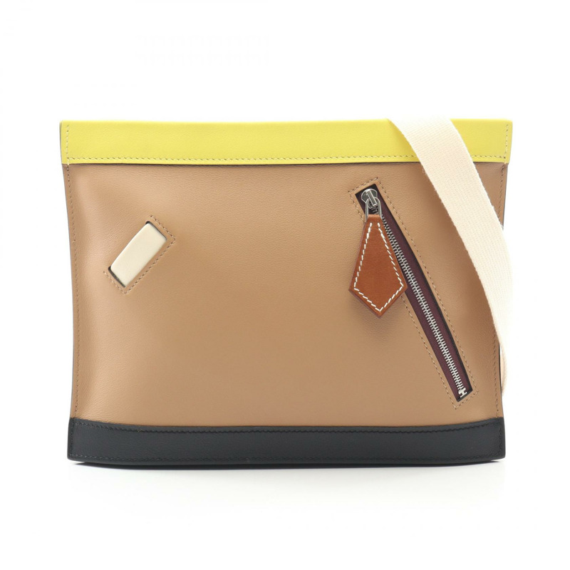 愛馬仕 Colormatic 橫版肩斜背包 U Swift Barenia Chai SHW-0