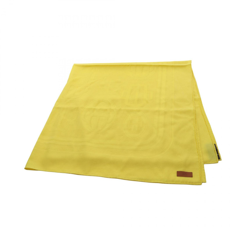 愛馬仕 Carre 115 現代扣環絲巾，黃色，二手女款-0