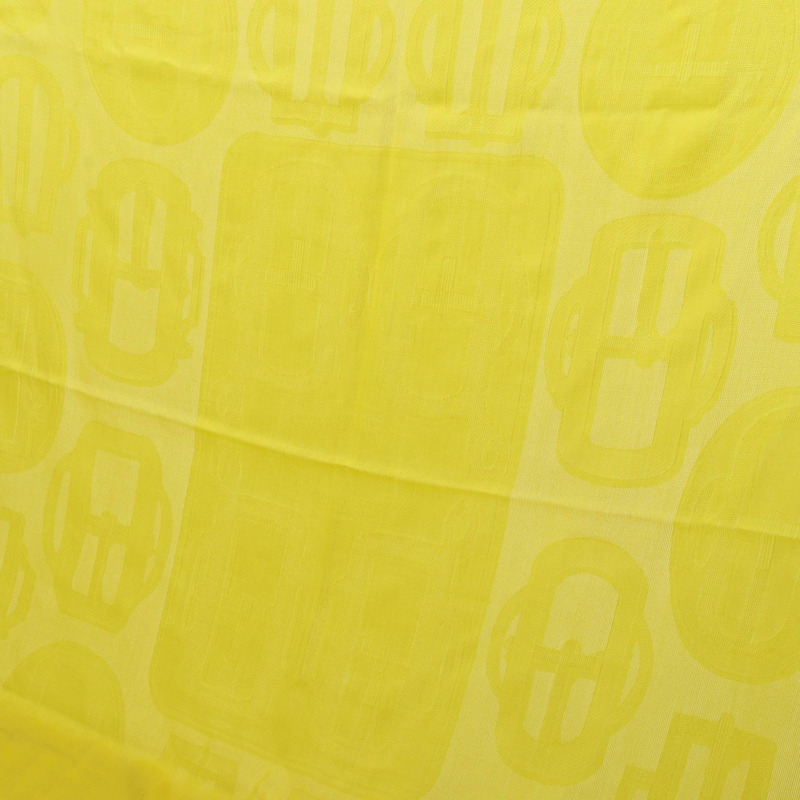 愛馬仕 Carre 115 現代扣環絲巾，黃色，二手女款-4