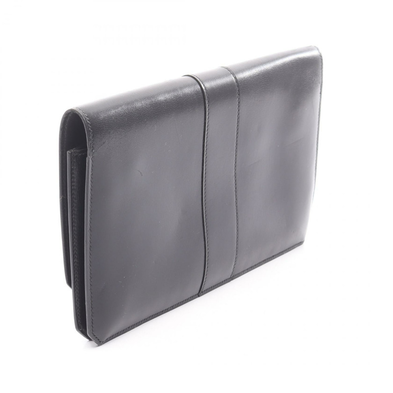 愛馬仕復古商務手拿包 J Box 小牛皮黑色金色五金二手女士-1