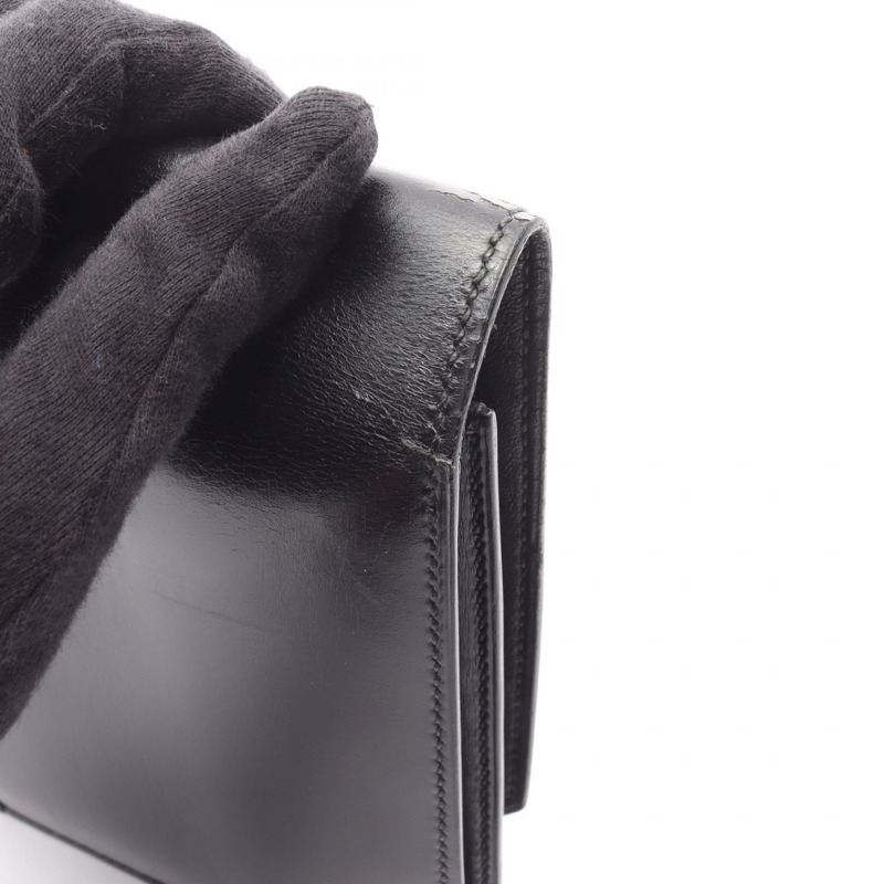 愛馬仕復古商務手拿包 J Box 小牛皮黑色金色五金二手女士-6