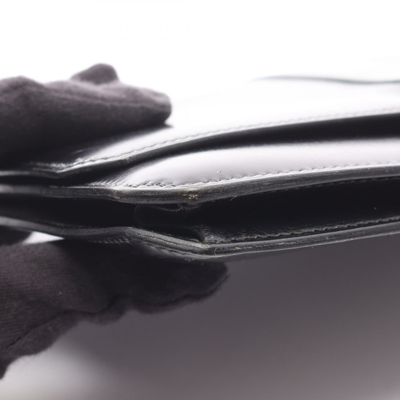 愛馬仕復古商務手拿包 J Box 小牛皮黑色金色五金二手女士-14