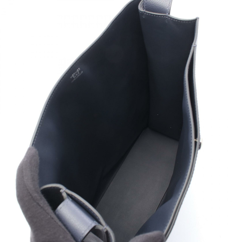 愛馬仕 Cabache 托特單肩斜挎包，Evergrain 藍色，二手，帶五金配件-2