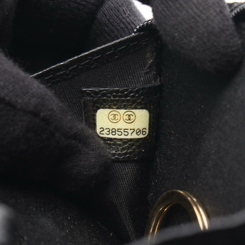 香奈兒 COCO 標誌零錢包鑰匙包，粒面小牛皮，黑色，金色五金，二手-4