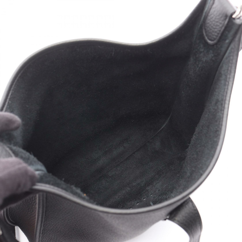 愛馬仕 Evelyne 3 PM 肩挎包，黑色，Taurillon Clemence 皮革，二手，帶五金配件。-2