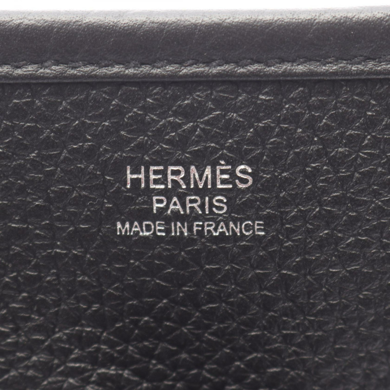 愛馬仕 Evelyne 3 PM 肩挎包，黑色，Taurillon Clemence 皮革，二手，帶五金配件。-3