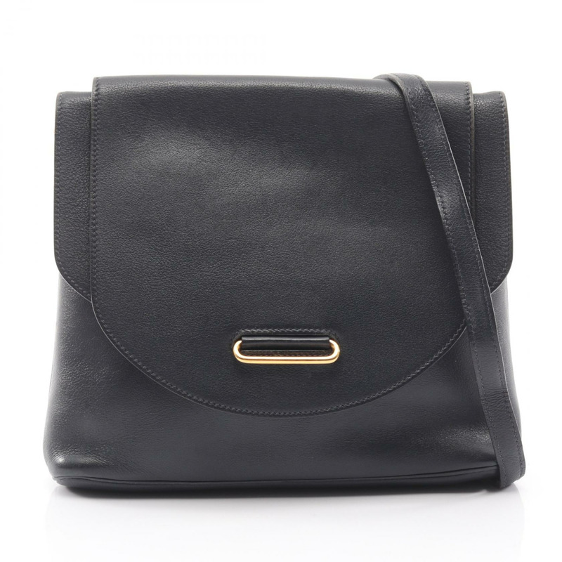 愛馬仕 R Gulliver 肩挎包，藍色靛藍皮革，二手，女士，金色五金-0