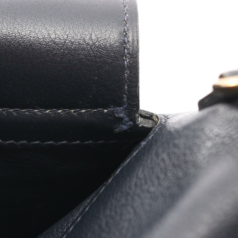 愛馬仕 R Gulliver 肩挎包，藍色靛藍皮革，二手，女士，金色五金-10