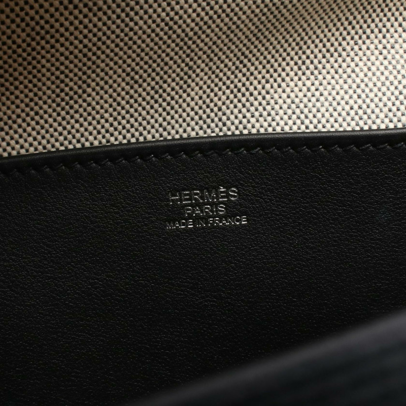 愛馬仕 24-24 35 手提包 U Toile H 帆布 Swift 皮革 灰色 黑色 二手 SHW-3